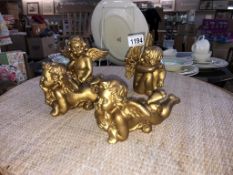 4 golden angelic cherub figures