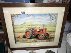 A framed and glazed print of a tractor 'Nuffield at work' by Trevor Mitchell