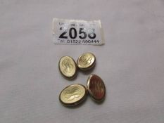 A pair of 9ct gold monogrammed cuff links, 3 grams.