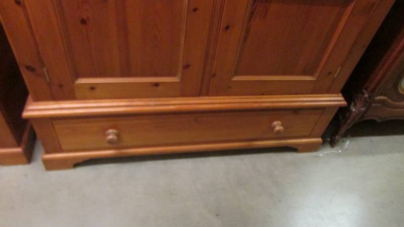 A good pine wardrobe with single drawer to base. - Image 2 of 2