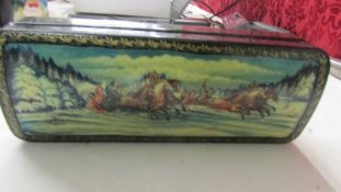 A signed hand painted Russian lacquered box.