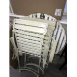 A vintage style slatted garden table and 2 chairs