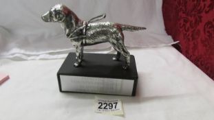 A Louis Lejeune Labrador car mascot mounted as a trophy.