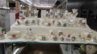 Forty pieces of Willow Art crested china, various crests,