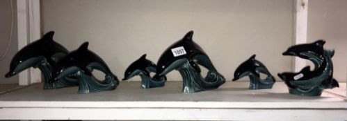 6 Poole pottery dolphins
