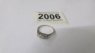 A 9ct gold a platinum ring set diamonds, size I.