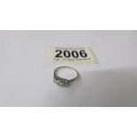 A 9ct gold a platinum ring set diamonds, size I.