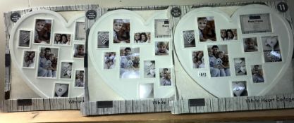 3 new white heart collage photo frames