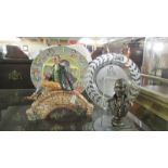 A Royal Doulton Robert Burns collector's plate and figure together with a Robert Burns glass plate