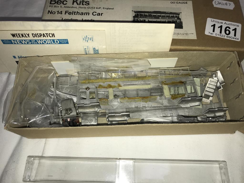 A boxed white metal kit by Pirate model of a trolleybus and a BEC kit of a no 14 Feltham car, - Image 2 of 5