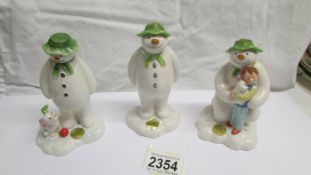 Three Beswick snowman figures.