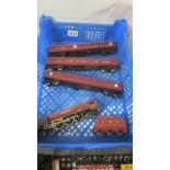 A Hornby 'OO' gauge LMS Duchess of Sutherland with three coaches.