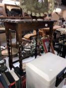 1930's oak side table with barley twist legs