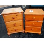 A pair of 3 drawer pine bedside chests.