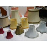 A mixed lot of mid 20th century lamp shades in various sizes, 12 in total.