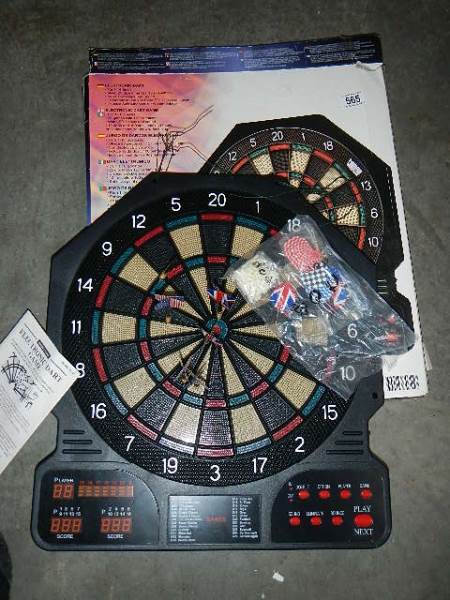 A digital electronic dart board complete with darts and instructions and a 9 volt DC adaptor. - Image 2 of 6