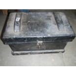 An excellent solid pine tools box and contents, approximately 20" x 12" x 12".