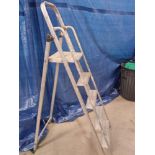 A double extending ladder and a 4 tread step ladder.