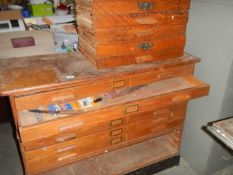 A vintage planning chest, missing 3 drawers but 6 spare smaller drawers so should be able to adapt.