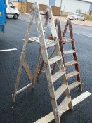 2 vintage step ladders.