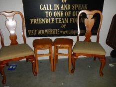 A pair of good quality mahogany chairs and a pair of stools.