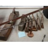A good selection of Besch moulding planes, some by J Miller of Sheffield,