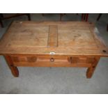 A pine table with drawer, 100 x 60 cm, 45 cm high.