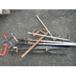 A good lot of G clamps, sash clamps etc.