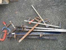 A good lot of G clamps, sash clamps etc.