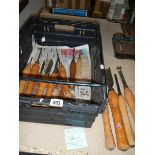 A good selection of wood turning chisels including 4 good Robert Sorby chisels.