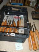 A good selection of wood turning chisels including 4 good Robert Sorby chisels.