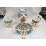 A 2002 Golden Jubilee vase and dish together with Two 2012 Diamond Jubilee mugs.