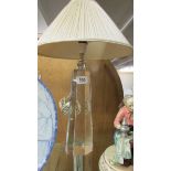 A crystal table lamp with shade (some chips).