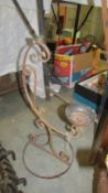 An old wrought iron candle holder.