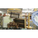 A mixed lot of wooden items including pipe rack, owls, cutlery tray, mug racks etc.