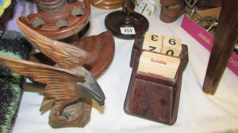 Two wooden table lamp bases, a pair of wooden candlestick, a pipe rack, - Image 3 of 3