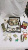 A mixed lot of collectables including babies rattle, trinket box, watches etc.