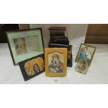 A mixed lot of bibles, prayer books, religious pictures etc.