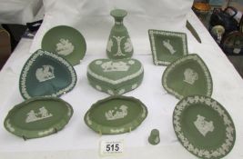 Ten pieces of Wedgwood Green Jasper ware.