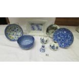 A mixed lot including shredded wheat dish, Chinese bowls etc.