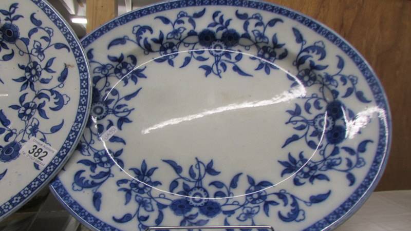 Two blue and white meat platters. - Image 3 of 3