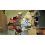 A box of soft toys.