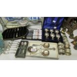 A quantity of silver plate cutlery sets and other silver plate.