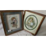 Two framed and glazed decoupage pictures.