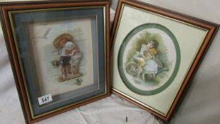 Two framed and glazed decoupage pictures.