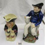 An American Sailor character jug and a Tony Wood Toby jug.