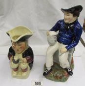 An American Sailor character jug and a Tony Wood Toby jug.