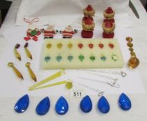 A quantity of vintage glass and other Christmas decorations.