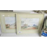 A pair of framed and glazed rural scene watercolours.