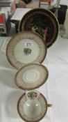 A Bavarian porcelain crested trio and a Greek plate.